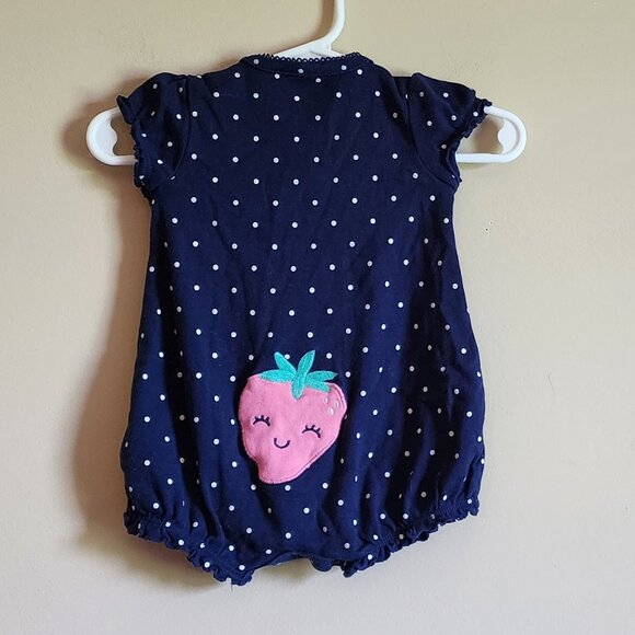 Carter's Baby Girls Polka Dot Strawberry Romper Size 3 Months - Picture 5 of 7